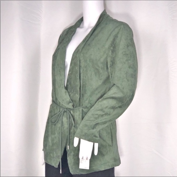 Blank NYC Sage Vegan Suedes Waterfall Lapel Drawstring Front Closure Jacket SzS - Picture 3 of 16